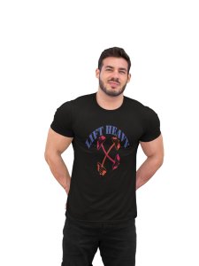 Lift Heavy, (BG Blue and Red), Round Neck Gym Tshirt (Black Tshirt) - Clothes for Gym Lovers - Suitable for Gym Going Person - Foremost Gifting Material for Your Friends and Close Ones