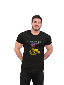 I Want to Progress Everyday, (BG Yellow), Round Neck Gym Tshirt (Black Tshirt) - Clothes for Gym Lovers - Suitable for Gym Going Person - Foremost Gifting Material for Your Friends and Close Ones