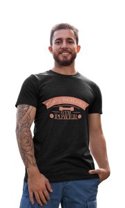 Body Builder, Gym Power, (BG Orange), Round Neck Gym Tshirt (Black Tshirt) - Clothes for Gym Lovers - Suitable for Gym Going Person - Foremost Gifting Material for Your Friends and Close Ones