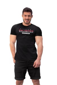 Fitness, Unlimited, Power Gym, (BG Grey and Pink), Round Neck Gym Tshirt (White Tshirt) - Clothes for Gym Lovers - Suitable for Gym Going Person - Foremost Gifting Material for Your Friends and Close Ones