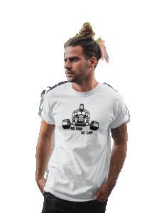 No Pain, No Gain, Semi Muscle Man, Round Neck Gym Tshirt (White Tshirt) - Clothes for Gym Lovers - Suitable for Gym Going Person - Foremost Gifting Material for Your Friends and Close Ones
