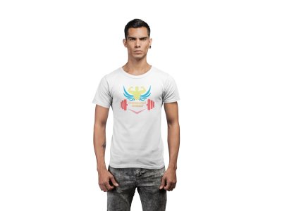 Stronger Than Yesterday, (BG White, Red and Yellow), Round Neck Gym Tshirt (White Tshirt) - Clothes for Gym Lovers - Suitable for Gym Going Person - Foremost Gifting Material for Your Friends and Close Ones