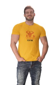 Fitness Gym, (BG Orange), Round Neck Gym Tshirt (Yellow Tshirt) - Foremost Gifting Material for Your Friends and Close Ones