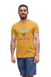 Back to the Gym, (BG Pink Muscle Man), Round Neck Gym Tshirt (Yellow Tshirt) - Clothes for Gym Lovers - Suitable for Gym Going Person - Foremost Gifting Material for Your Friends and Close Ones