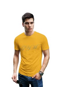 Gym, (Cursive Handwriting), Round Neck Gym Tshirt (Yellow Tshirt) - Clothes for Gym Lovers - Suitable for Gym Going Person - Foremost Gifting Material for Your Friends and Close Ones