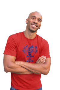 Born In The Gym, Gold Gym, Good Health, Round Neck Gym Tshirt (Red Tshirt) - Clothes for Gym Lovers - Suitable for Gym Going Person - Foremost Gifting Material for Your Friends and Close Ones
