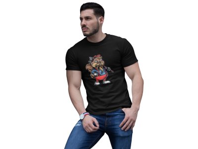 Animated angry squirrel - printed round crew neck cotton tshirts for men