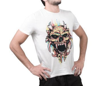 Scary colourful Illustration - White - printed T-shirts - Men's stylish clothing - Cool tees for boysscary
