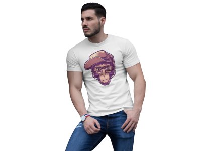 Smart monkey - White - printed T-shirts -Abstract Funny thoughtful creative illustrations - Men's stylish clothing - Cool tees for boys