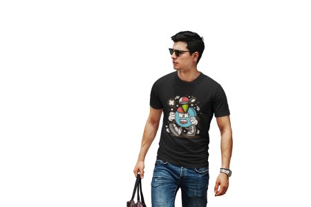 Walking pie digram -round crew neck cotton tshirts for men