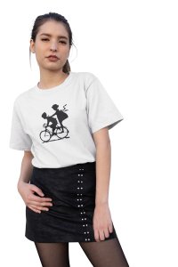 Kids printed-printed family themed cotton blended half-sleeve t-shirts made for women (white)