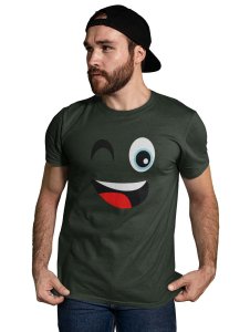 Wink Emoji Blend T-shirt (Green) - Clothes for Emoji Lovers - Suitable for Fun Events - Foremost Gifting Material for Your Friends and Close Ones