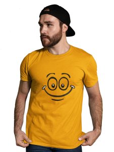 Vertical Bar Printed T-shirt (Yellow) - Clothes for Emoji Lovers - Suitable for Fun Events - Foremost Gifting Material for Your Friends and Close Ones