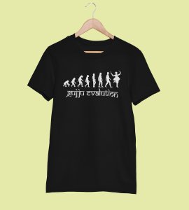 Gujju Evalution printed unisex adults round neck cotton half-sleeve black tshirt specially for Navratri festival/ Durga puja