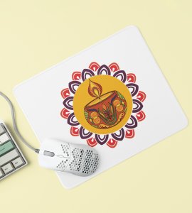 Diwali Radiance Mouse Pad - Beautiful Diya and Rangoli Design