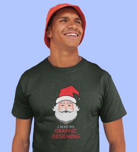 Graphic Lover Santa: Good Vibes Printed T-shirt (Green) Unique Gift For New Year Boys Girls