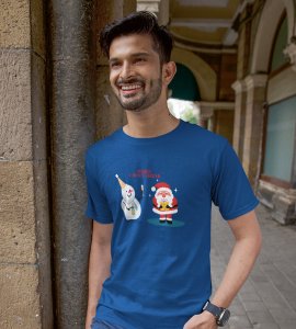 Sober Santa: Funniest Printed T-shirt (Blue) Best Gift For Boys Girls