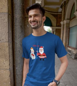 Romantic Santa : Funny Printed T-shirt (Blue) Perfect Gift For Secret Santa