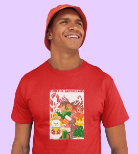 Find The Santa : Beautifully Crafted T-shirt (Red) Perfect Gift For Kids