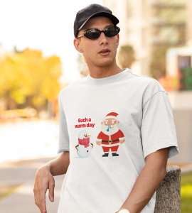 Sneezy Santa: Funny & Cute Printed T-shirt (White) Perfect Gift For Secret Santa