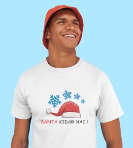 Where's Santa? : Best Printed T-shirt For Christmas (White)Most Liked Gift For Boys Girls