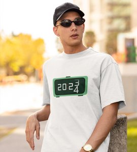 Year Changing Clock : New Year Printed T-shirt (White) Best Gift For Secret Santa