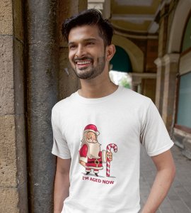 Old Grumpy Santa : Funny Printed T-shirt (White) Best Gift For Secret Santa