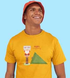 Eco-Friendly Santa: Beautifully Printed T-shirt (Yellow) Exclusive Gift For Boys Girls