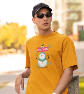Merry Xmas : Dashing Printed T-shirt (Yellow) Best Gift For Secret Santa