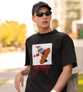 Goofy & Young Santa:Best Printed T-shirt (Black) Perfect Gift For Boys Girls