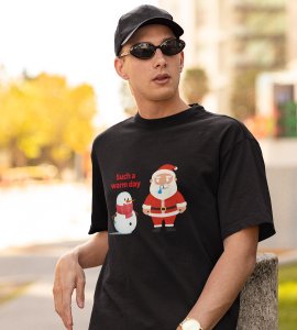 Sneezy Santa: Funny & Cute Printed T-shirt (Black) Perfect Gift For Secret Santa