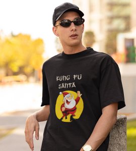 Kung Fu Santa: Perfect T-shirt For Secret Santa(Black) Best Gift For Boys Girls