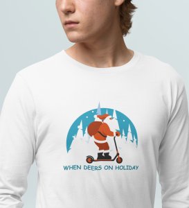 Biker Santa: Best DesignerFull Sleeve T-shirt For Christmas White Unique Gift For Boys Girls