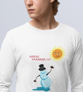 Angry Snowman: Unique DesignerFull Sleeve T-shirt White Perfect Gift For Christmas Boys Girls