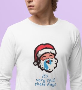 Sneezy Santa: Funny & Cute DesignerFull Sleeve T-shirt White Perfect Gift For Secret Santa
