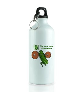 Resolution, Graphics Printed Aluminium Water Bottle On New Year Theme Best Gift For New Year