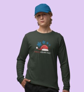 Where Did Santa Go?: Best DesignerFull Sleeve T-shirt Green Best Gift For Boys Girls