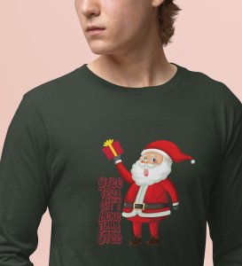 Funniest Santa : Funniest DesignerFull Sleeve T-shirt Green Perfect Gift For Kids
