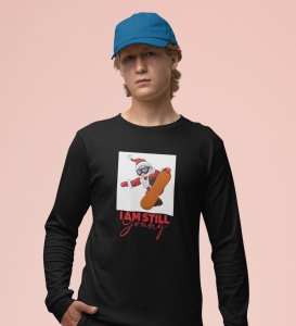 Goofy & Young Santa:Best DesignerFull Sleeve T-shirt Black Perfect Gift For Boys Girls