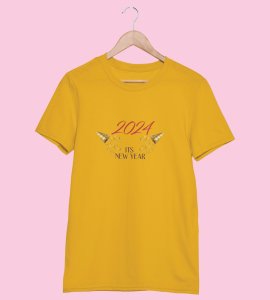 It's A New YearYellow Graphic Printed T-shirt For Mens Boys
