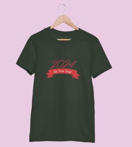 Welcome 2024Green Graphics Printed T-shirt For Mens On New Year Theme Best Gift For New Year