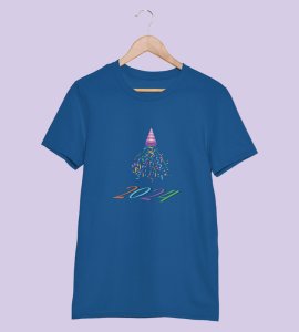 New year Bells Blue Men's Printed T-shirt For Mens Boys