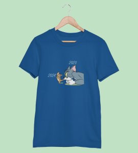No More 2023 Blue New Year Printed T-shirt For Mens