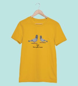 New Year Feast Yellow Graphic Printed T-shirt For Mens Boys
