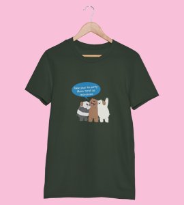 Party Is Mine GreenPrinted T-shirt For Mens On New Year Theme