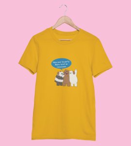 Party Is Mine YellowPrinted T-shirt For Mens On New Year Theme