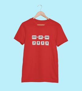 Survived New Year Red Graphic Printed T-shirt For Mens Boys