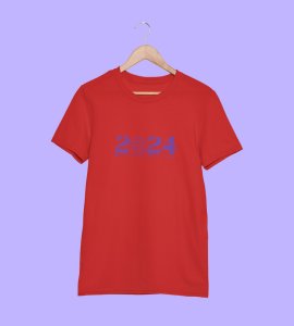 2024 New Year Red Printed T-shirt For Mens On New Year Theme Best Gift For New Year