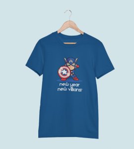 New Year New Villans Blue Men Printed T-shirt For Mens Boys