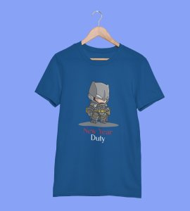 New Year New Duty Blue Printed T-shirt For Mens On New Year Theme Best Gift For New Year